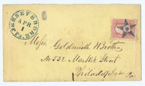 US 65 on cover blue star fancy Jersey Shore Pennsylvania cancel