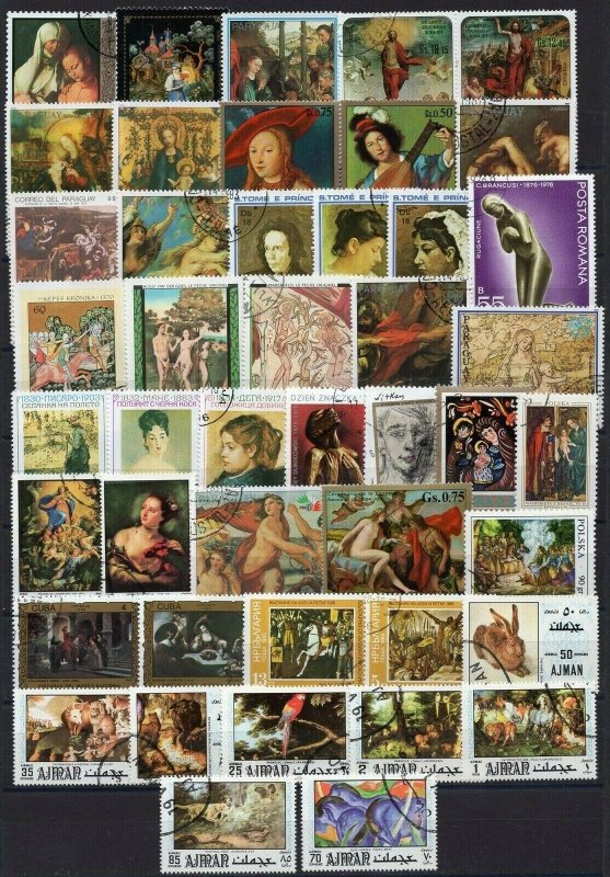 388 - Art - Painting - 100 Different Used Stamps 