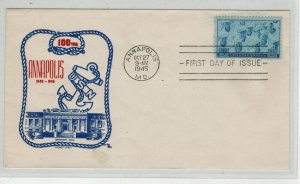 WW2 Patriotic FDC 1945 ARMED SERVICES 935 US NAVY ANNAPOLIS MARYLAND