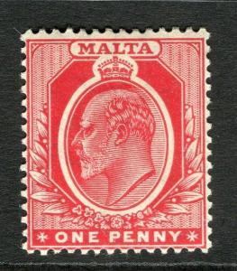 MALTA; 1904 early Ed VII issue fine Mint hinged 1d. value