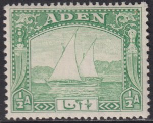 1937 Aden ½ Anna Dhow issue MLH Sc# 1 CV: $4.50