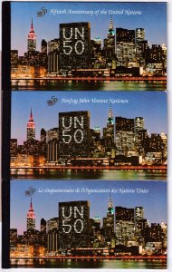 UN 50th Anniversary Booklet set of 3, Scott NY670, G276 & V192 United Nations