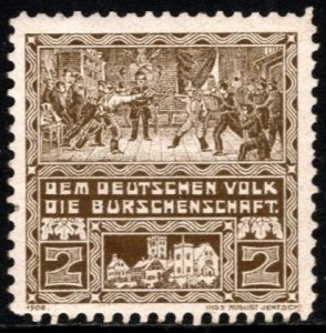 1908 German Poster Stamp To the German People the Fraternity Charity Stamp