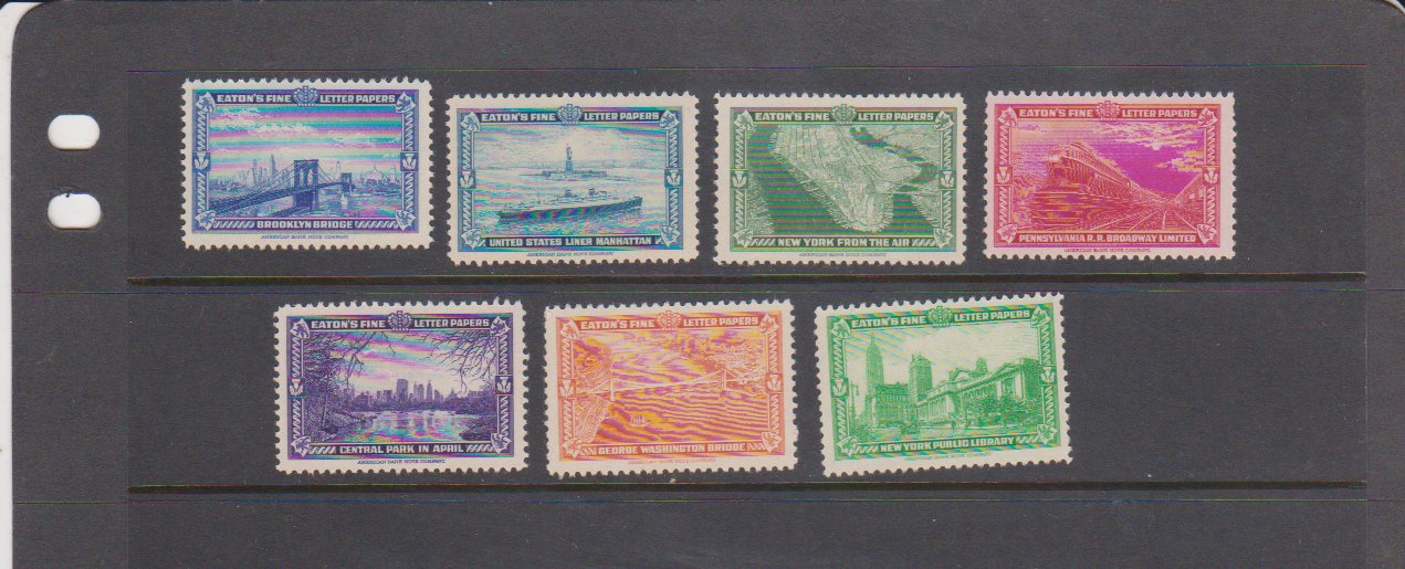 Usa 1939 Banknote Stamps For Eatons Fine Letter Papers Set Of 7 Mh Specialty Philately 