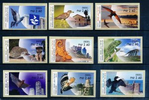 ISRAEL 2022 ANIMAL WILD LIFE IN URBAN AREA COMPLETE SET OF ALL 9 ATM LABELS MNH 