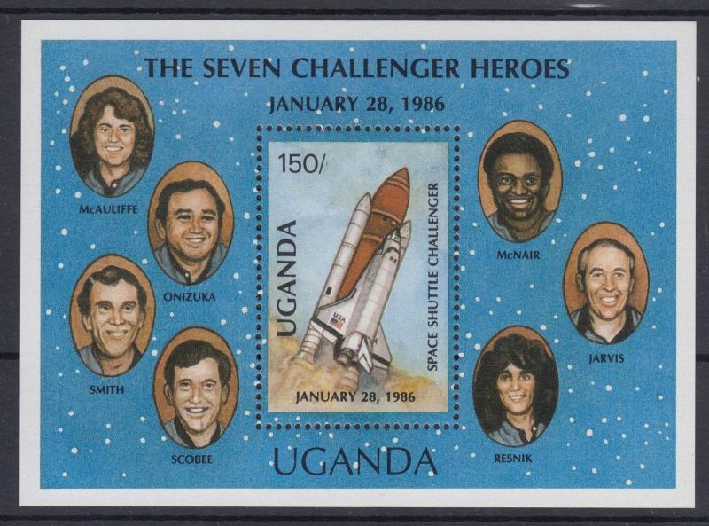 XG-AC669 UGANDA IND - Space, 1987 Challenger Heroes MNH Sheet