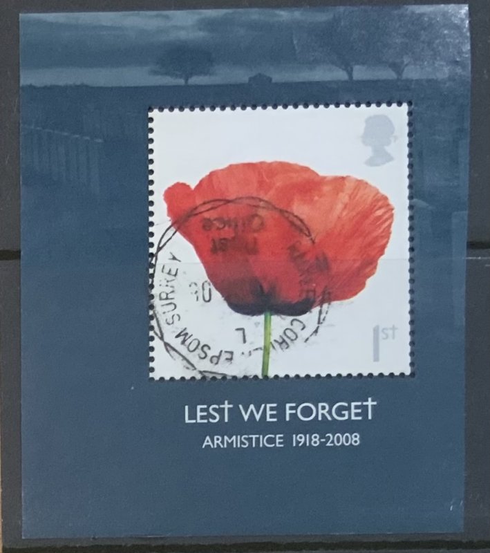 GREAT BRITAIN 2008  LEST WE FORGET 1ST POPPY EX MINISHEET SG2114  USED