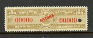 ECUADOR REVENUE STAMPS 1950 100s SALES TAX SPECIMEN MNH