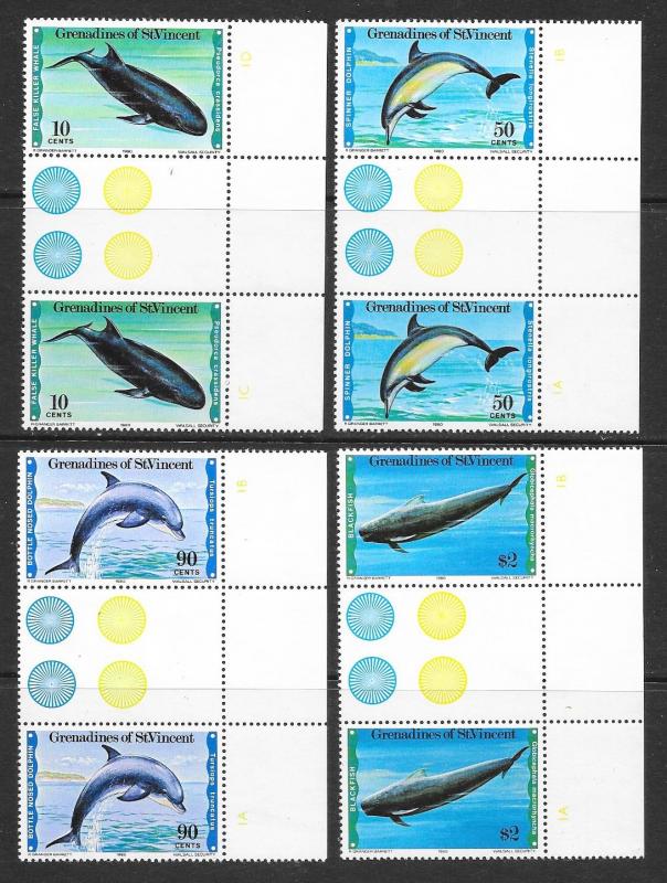 ST VINCENT GRENADINES Sc#183-186 Complete Gutter Pair Set Mint Never Hinged