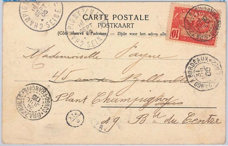 Belgian Congo  Congo Belge -  POSTAL HISTORY - POSTCARD to FRANCE 1905