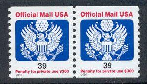 US Stamp #O160 MNH Official Coil Pair