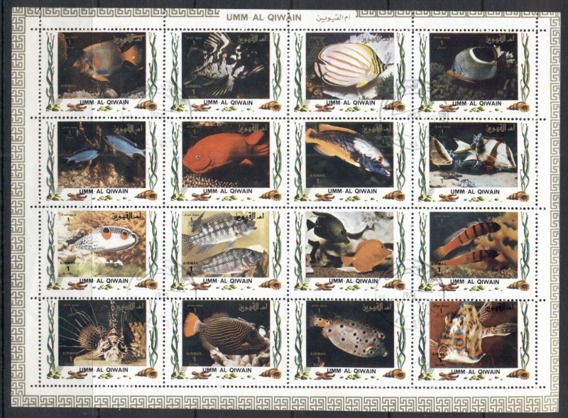 Umm al Qiwain 1972 Tropical Fish Pt I sheetlet CTO