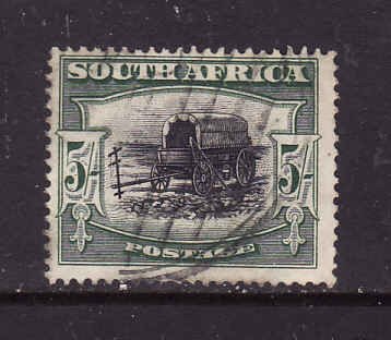 South Africa-Sc#31d-used 5sh dp grn & blk-Ox Wagon-1927-8-