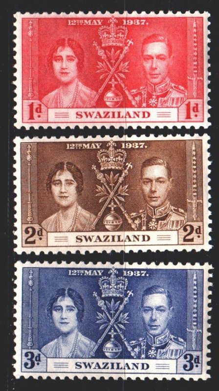 Swaziland. 1937. 24-26. English royal dynasty. MLH.