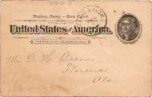United States U.S. R.P.O.'s Salis. & Knox. 1898 329-K-8  Postal Card.