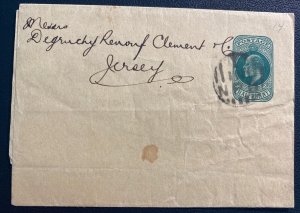 1900s England Postal Stationery Wrapper Cover To Jersey Channel Island