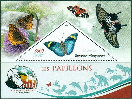 BUTTERFLIES INSECTS FAUNA CHARLES DARWIN MADAGASCAR 2019 MNH STAMP SET 4 SHEETS