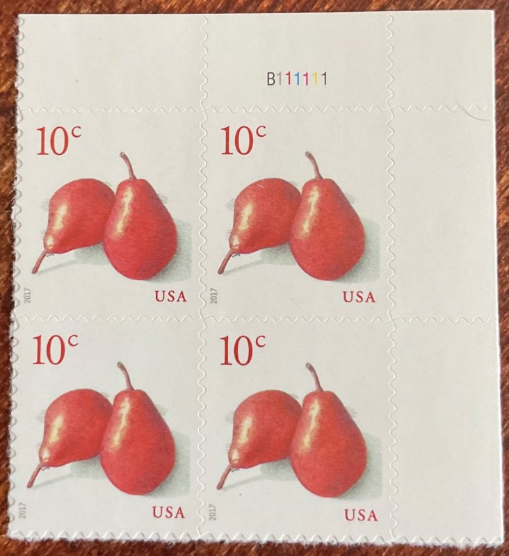 US #5178 MNH Plate Block of 4 UR Red Pairs SCV $.80