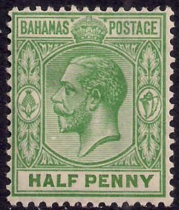 Bahamas 1912 - 19 KGV 1/2d Green Elongated  E  MM SG 115a CV £100 ( L1341 )