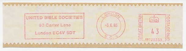 Meter cut GB / UK 1985 United Bible Societies