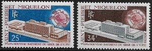 St Pierre & Miquelon #397-8 MNH Set - UPU Headquarters