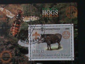 ​CONGO-2002- HOGS CTO S/S VF WE SHIP TO WORLDWIDE &  COMBINED SHIPPING COST