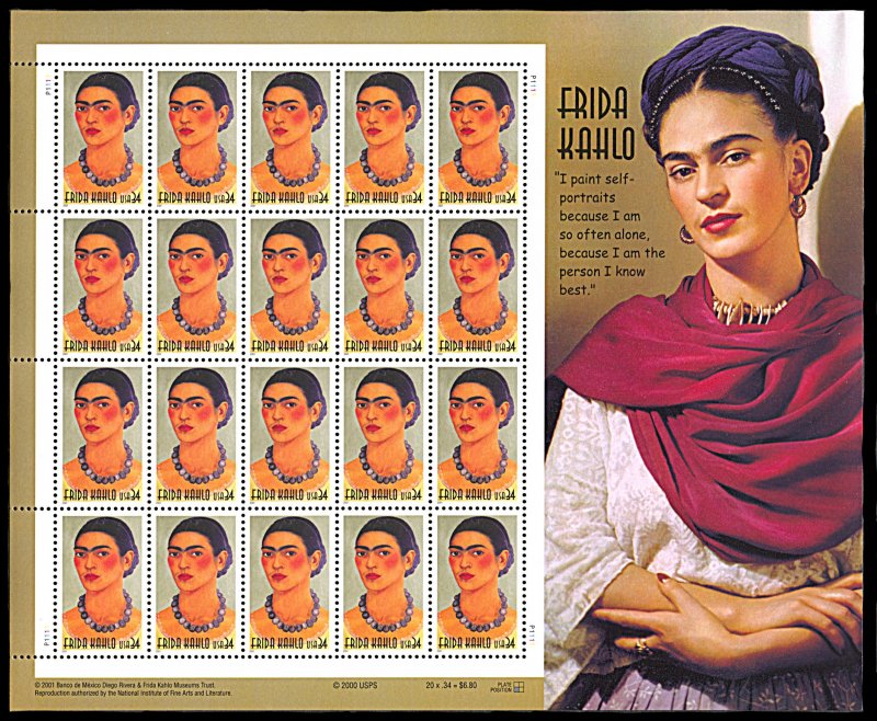 US #3509 MNH M/S CV$16.00 Frida Kahlo Painter [P222 Pos 3]