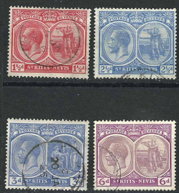 Saint Kitts-Nevis 4 Different Used VF 1921-29 SCV $14.75