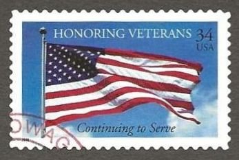 US#3508 2001 34c Honoring U.S. Veterans, XF/Superb Used * #S14