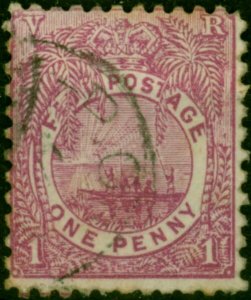 Fiji 1897 1d Rosy Mauve SG103c P.11.75 x 11 Fine Used