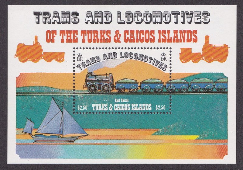 Turks & Caicos Islands # 554, Steam Engine, Souvenir Sheet,  NH, 1/2 Cat.