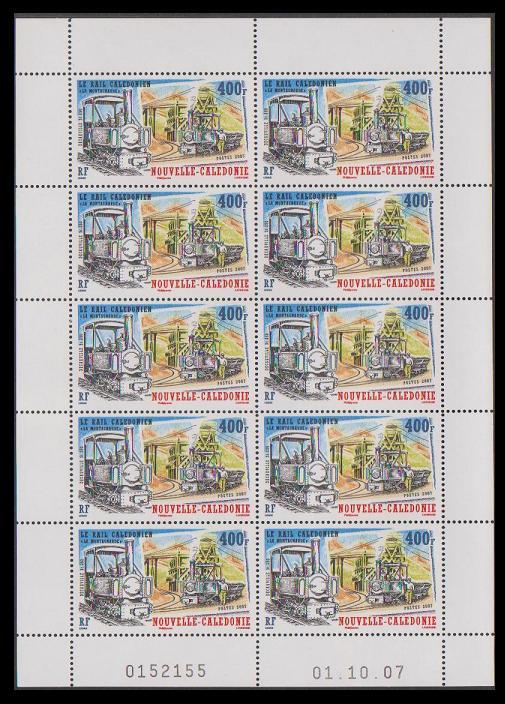 New Caledonia Railways Sheetlet of 10v issue 2007 SG#1434 MI#1444