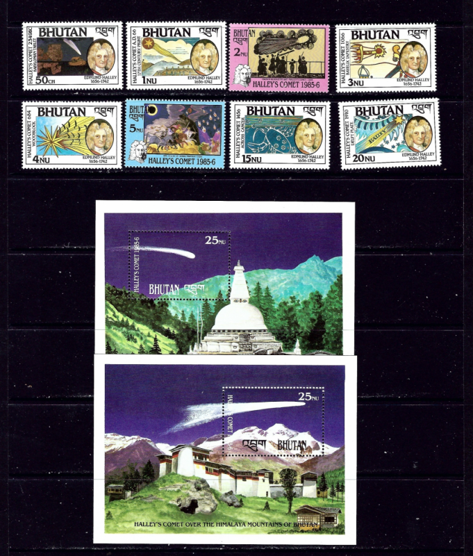 Bhutan 564-71 MNH 1986 Halleys Comet