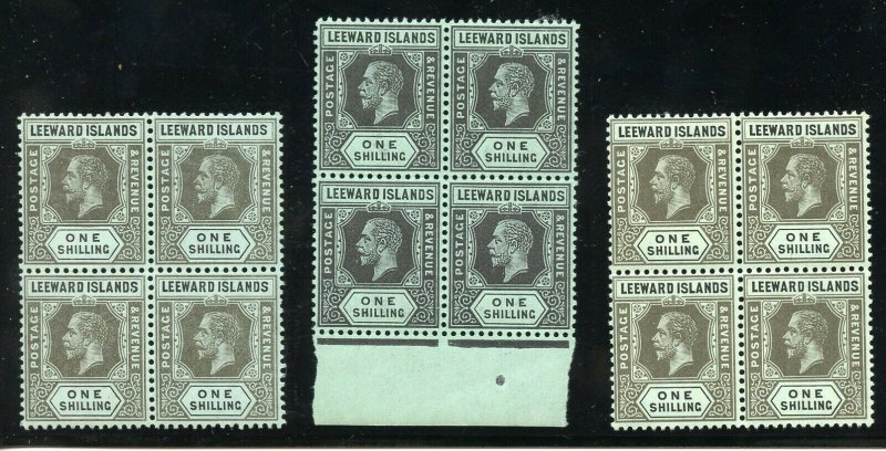 LEEWARD ISLANDS SCOTT# 54,54a,54b  BLOCKS MINT NEVER HINGED -SCOTT $445.00