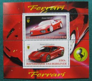 Burundi 2009 Ferrari Racing Car Motor Transport Sports Automobile M/S Stamps (1)