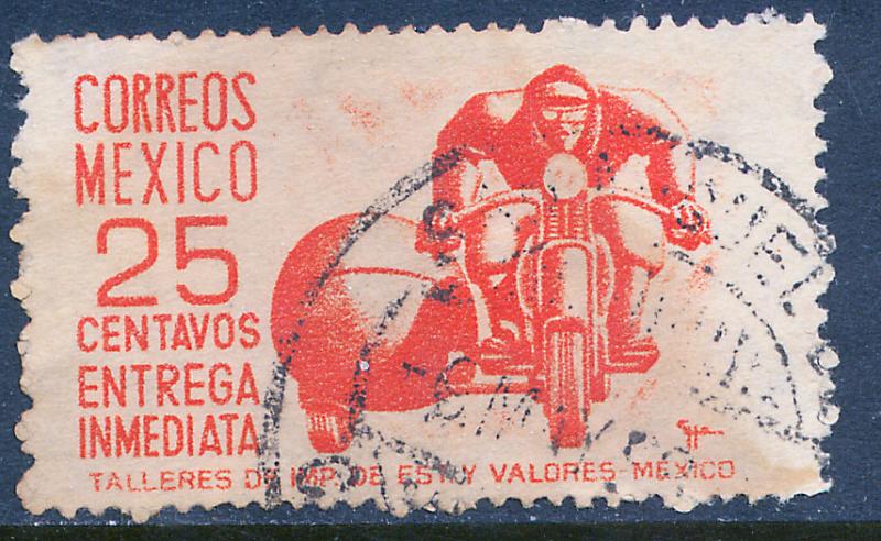 MEXICO E12, 25cts Motorcycle, Special Delivery. Used. (951)