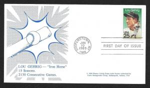 UNITED STATES FDC 25¢ Lou Gehrig 1989 Reed 