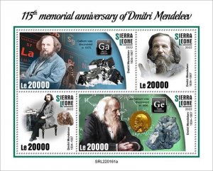 Sierra Leone - 2022 Chemist Dmitri Mendeleev - 4 Stamp Sheet - SRL220161a