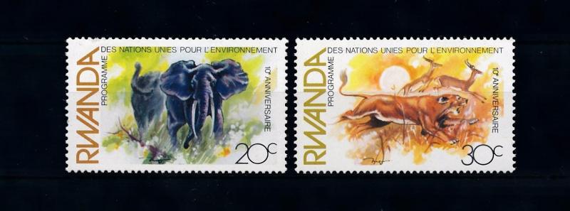 [52546] Rwanda 1982 Wild animals  Mammals Elephants Lions from set MNH