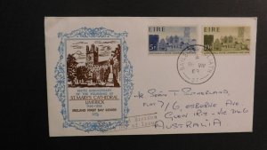 1968 Ireland First Day Cover FDC Dublin to Victoria Australia St Mary Cathedral