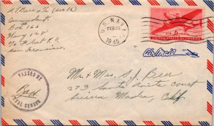 US Navy #128 1945 - Naval Censor Cover - F67194