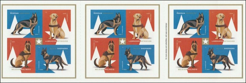 US 5405-5408 5408b Military Working Dogs forever booklet (20 stamps) MNH 2019