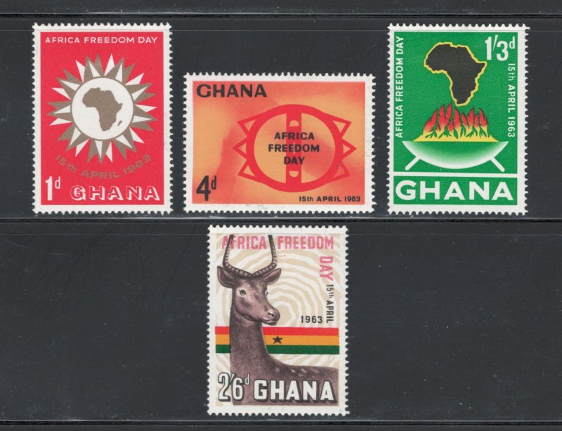 Ghana 1963 African Freedom Day Scott # 135 - 138 MH