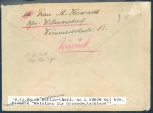 3rd Reich Germany Feldpost Zurueck Returned Fallen for Greater Germany Cov 55799