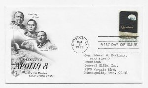 US 1371 (Me-5) 6c Apollo 8 single on FDC Artcraft Cachet ECV $10.00