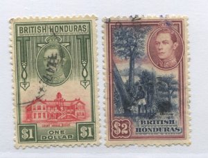 British Honduras KGVI  1938  $1 and $2 used