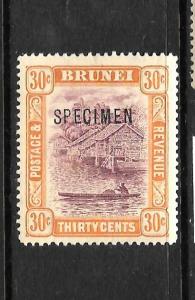 BRUNEI 1908-22   30c  RIVER    MLH  SPECIMEN    SG 44s