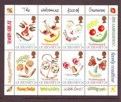 Guernsey Sc 550a 1995 Greetings Food stamp sheet mint NH