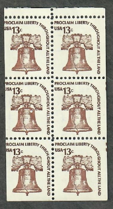 1595a Liberty Bell MNH Booklet Pane of 6