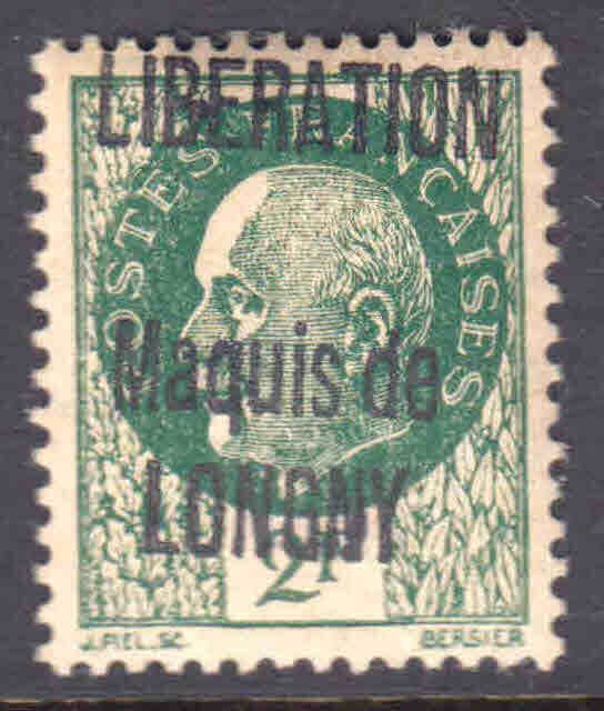 FRANCE 441 LOCAL MAQUIS DE LOGNY LIBERATION OVERPRINT OG NH U/M VF